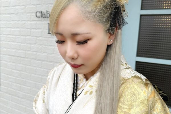 成人式 編み込みポニー